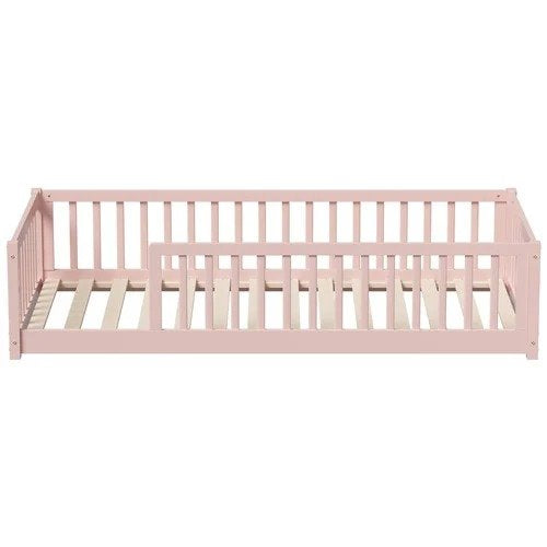 BF-W-B-CLEV-S-PK SINGLE SIZE Pink Color Ettie Pine Wood Bed Frame