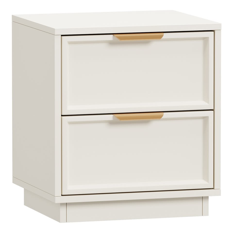 BT-BONDI-2D-WH Wellesley Bedside Table 2 Drawers White Color