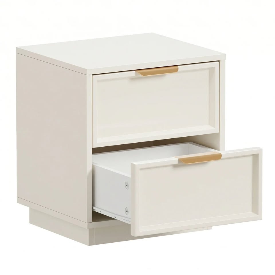BT-BONDI-2D-WH Wellesley Bedside Table 2 Drawers White Color