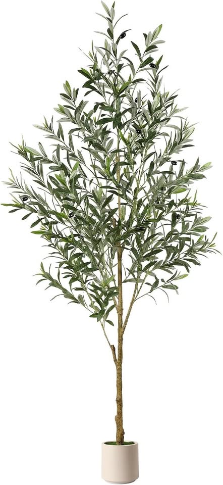 AL-2025-6FT-FZ-OLIVE-TREE-BP-CLK Alupssuc 180cm Artificial Olive Tree with White Planter and Simulated Moss