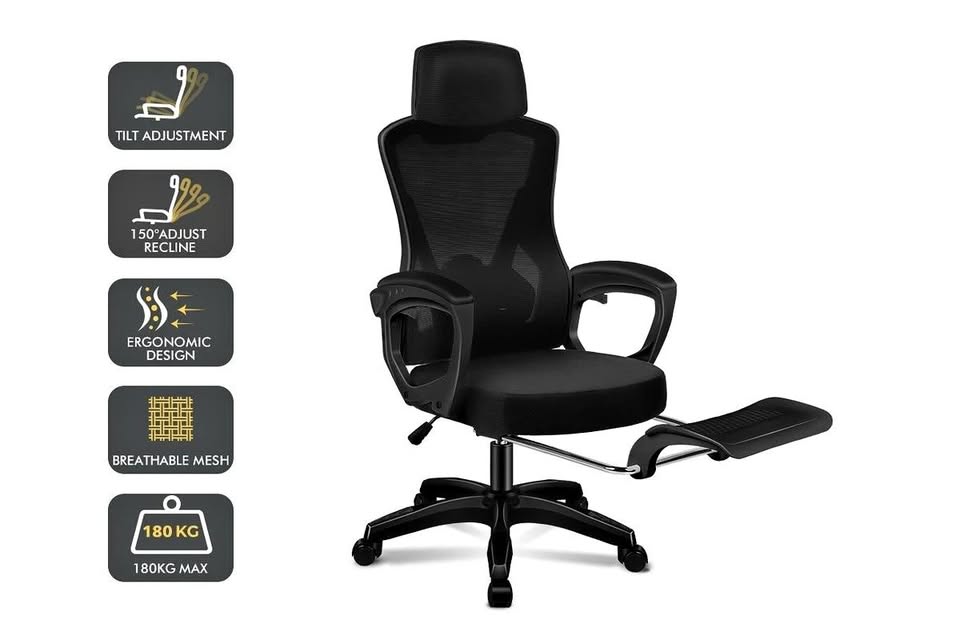 A-OCH-MESH-N68-ALBK ALFORDSON Mesh Office Chair Recline All Black