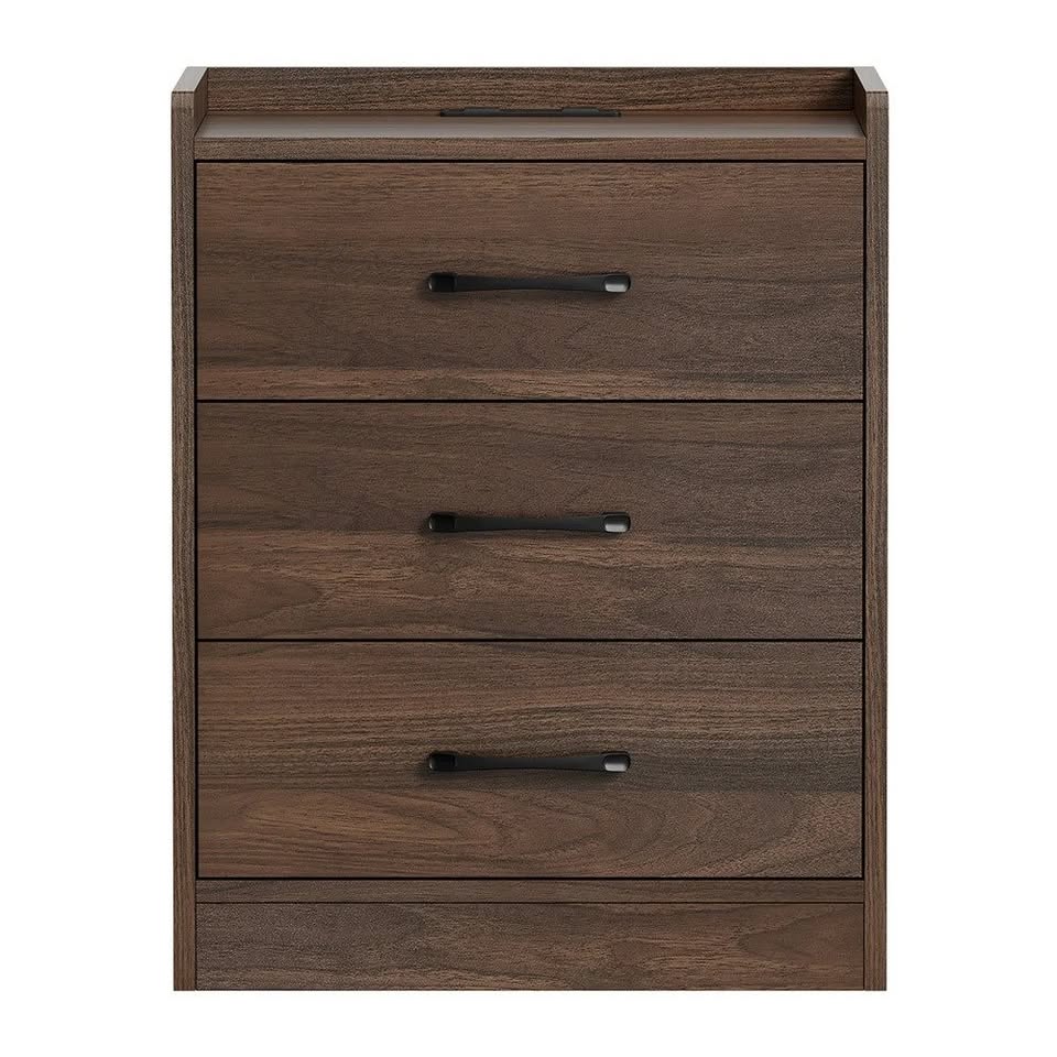 BT-ALLY-3D-WN Jacobo 3 Drawer Bedside Table with Charging Station