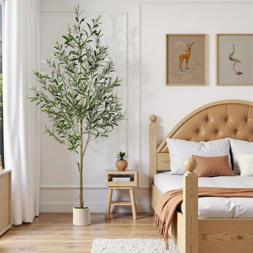 AL-2025-6FT-FZ-OLIVE-TREE-BP-CLK Alupssuc 180cm Artificial Olive Tree with White Planter and Simulated Moss
