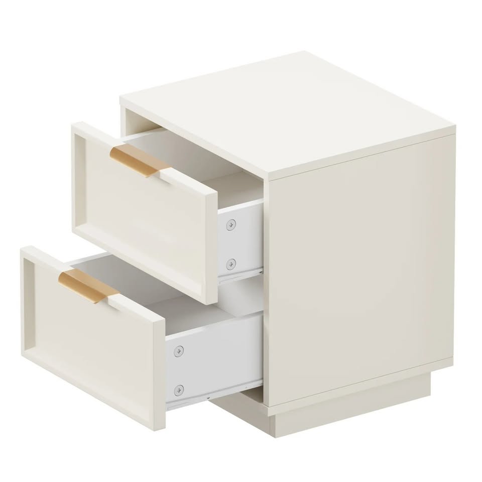 BT-BONDI-2D-WH Wellesley Bedside Table 2 Drawers White Color