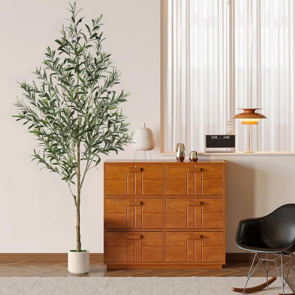 AL-2025-6FT-FZ-OLIVE-TREE-BP-CLK Alupssuc 180cm Artificial Olive Tree with White Planter and Simulated Moss