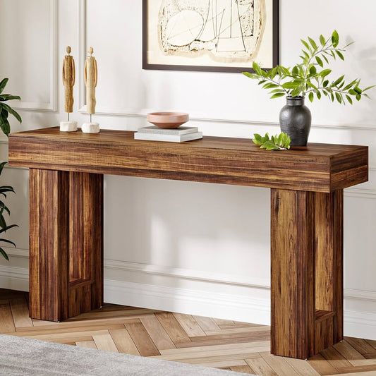 HOGA-JW0909 Tribesigns Farmhouse Console Table, 160 CM Long Narrow Sofa Table, Wooden Table