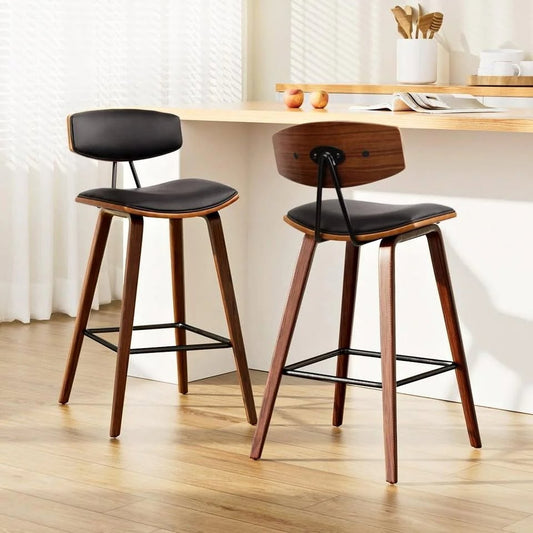 A-BAR-BENT-54-BKX2 ALFORDSON 2x Bar Stools Vintage Wooden Chairs Black