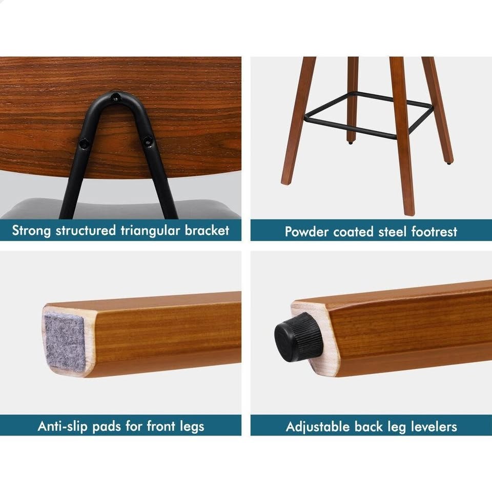 A-BAR-BENT-54-BKX2 ALFORDSON 2x Bar Stools Vintage Wooden Chairs Black
