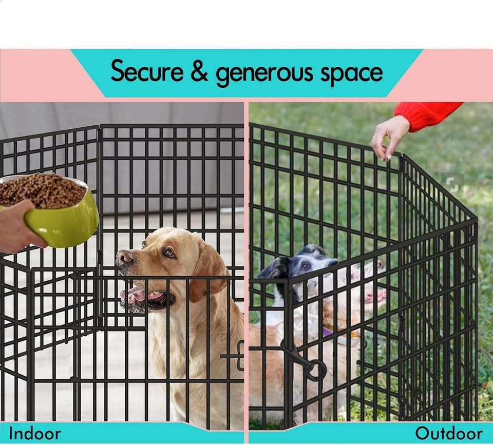 A-PET-PP-36 BEASTIE Metal Dog Playpen, 36in Foldable Portable Dog Pen with 8 Panels