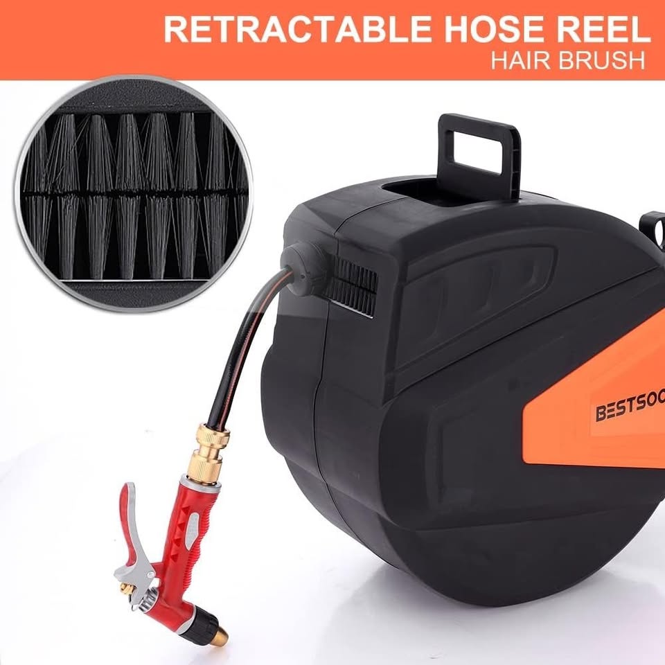 HGYW20-30M Retractable Hose Reel, 30M Garden Water Hose Reel with 9 Pattern Nozzle
