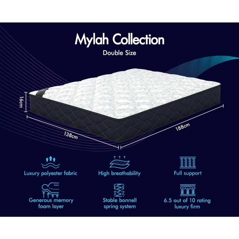 A-MATTRESS-MYLA-D STARRY EUCALYPT 16cm Mattress Bonnell Spring Double Size Tight Top Foam Mylah