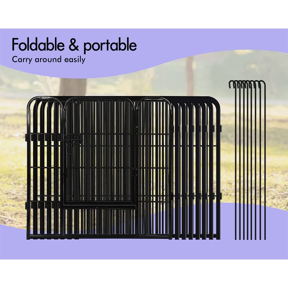 A-PET-PP-TH-24 BEASTIE Pet Playpen 24 inch Large 8 Panel Fence Enclosure Dog Metal Exercise Pen