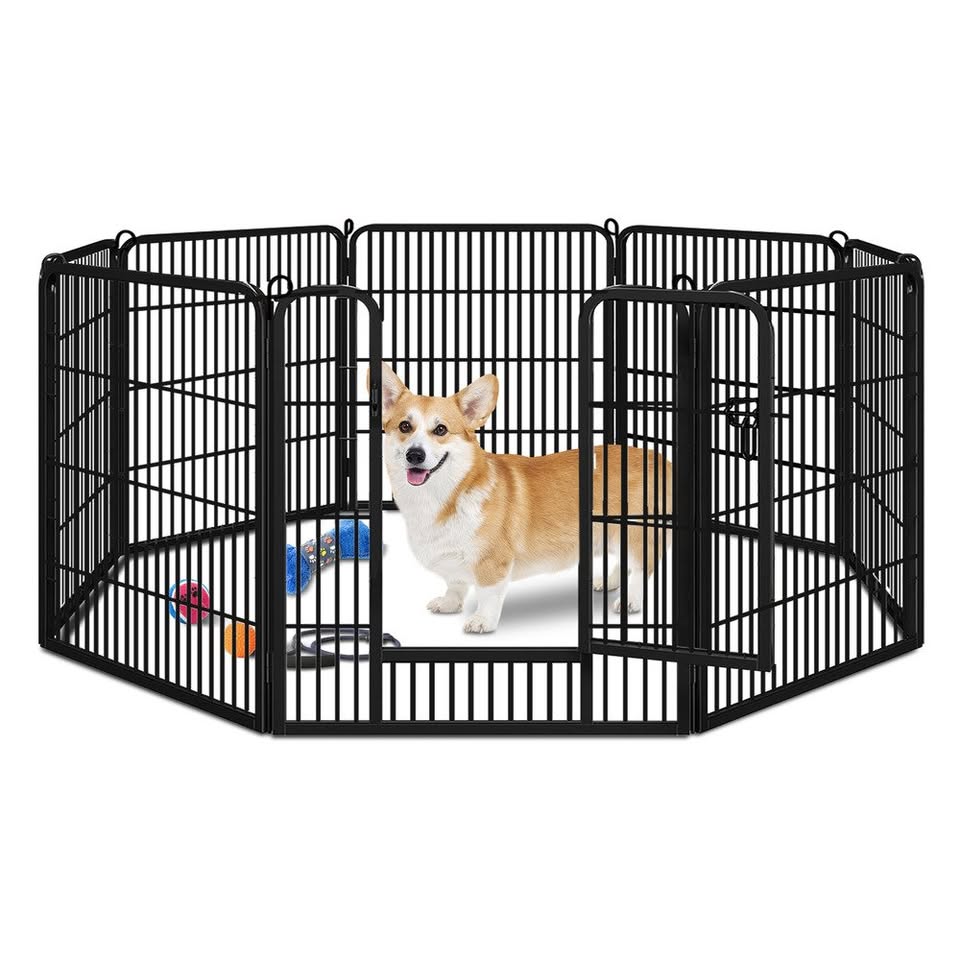 A-PET-PP-TH-24 BEASTIE Pet Playpen 24 inch Large 8 Panel Fence Enclosure Dog Metal Exercise Pen