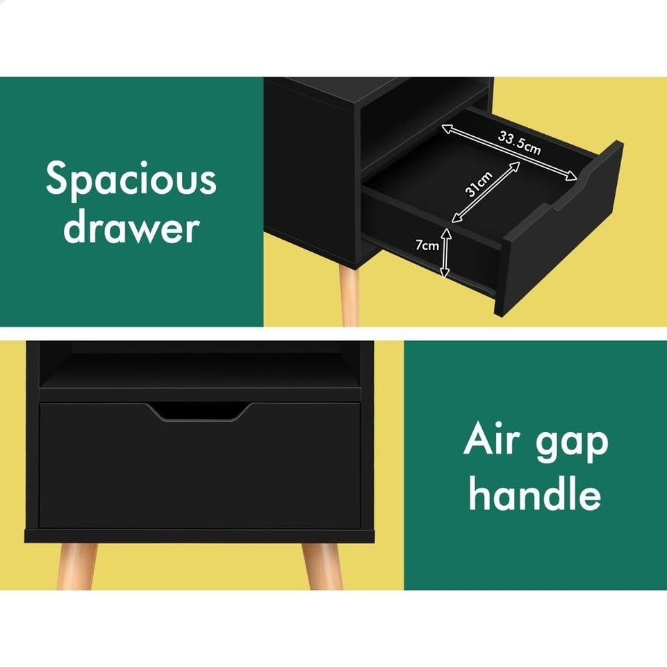 A-BST-4LG-TT-BK ALFORDSON Bedside Table Nightstand Scandinavian Black
