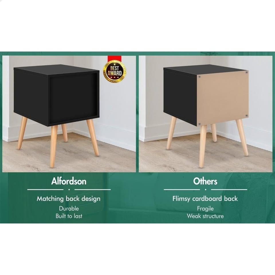A-BST-4LG-TT-BK ALFORDSON Bedside Table Nightstand Scandinavian Black