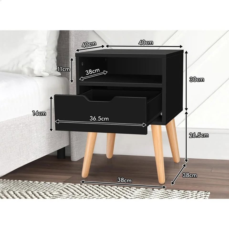 A-BST-4LG-TT-BK ALFORDSON Bedside Table Nightstand Scandinavian Black