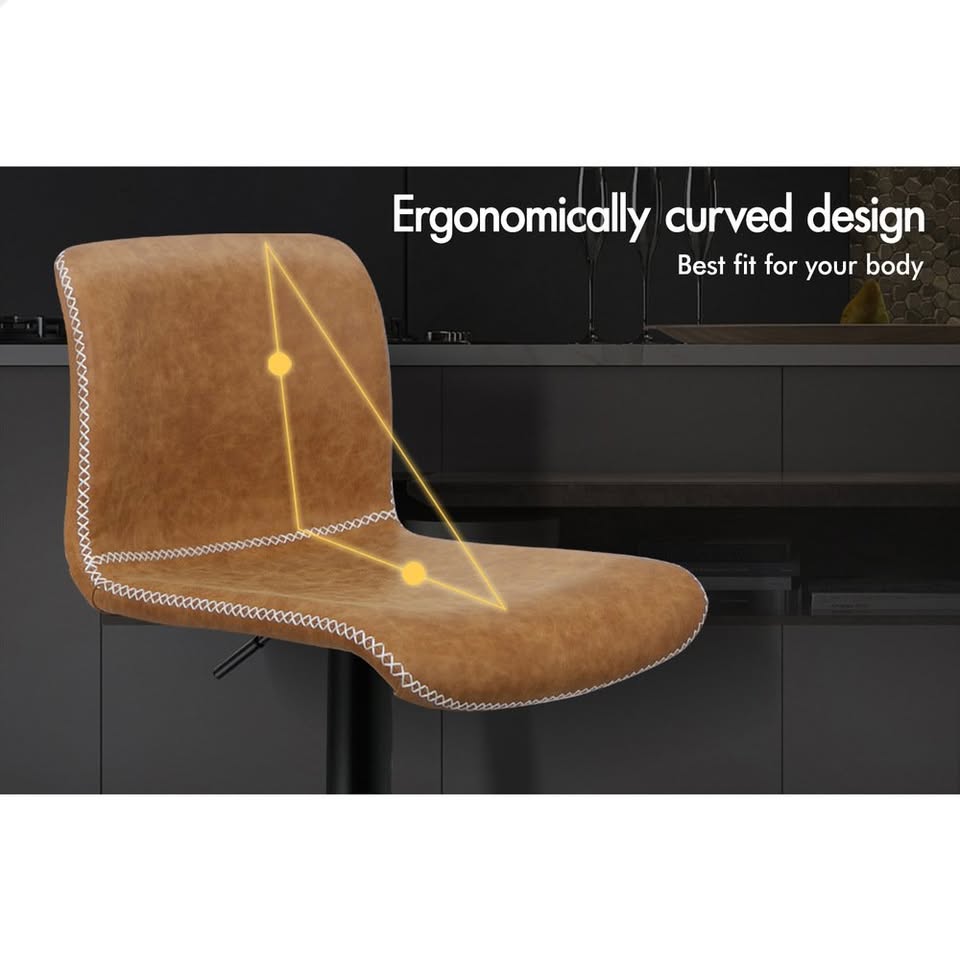 A-BAR-08VT-BRNX2 ALFORDSON 2x Bar Stools Remy Kitchen Gas Lift Swivel Chair Vintage Fabric