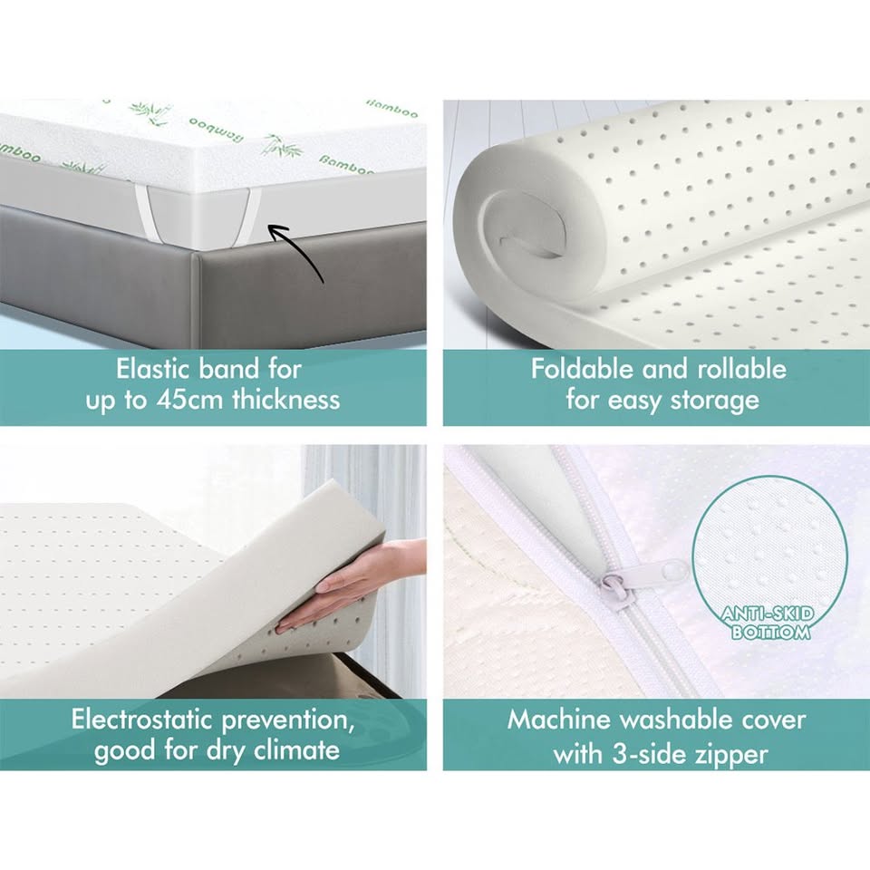 A-MFT-HL-8BAS-Q STARRY EUCALYPT 8cm Queen Memory Foam Topper Ventilated Mattress Bamboo Cover