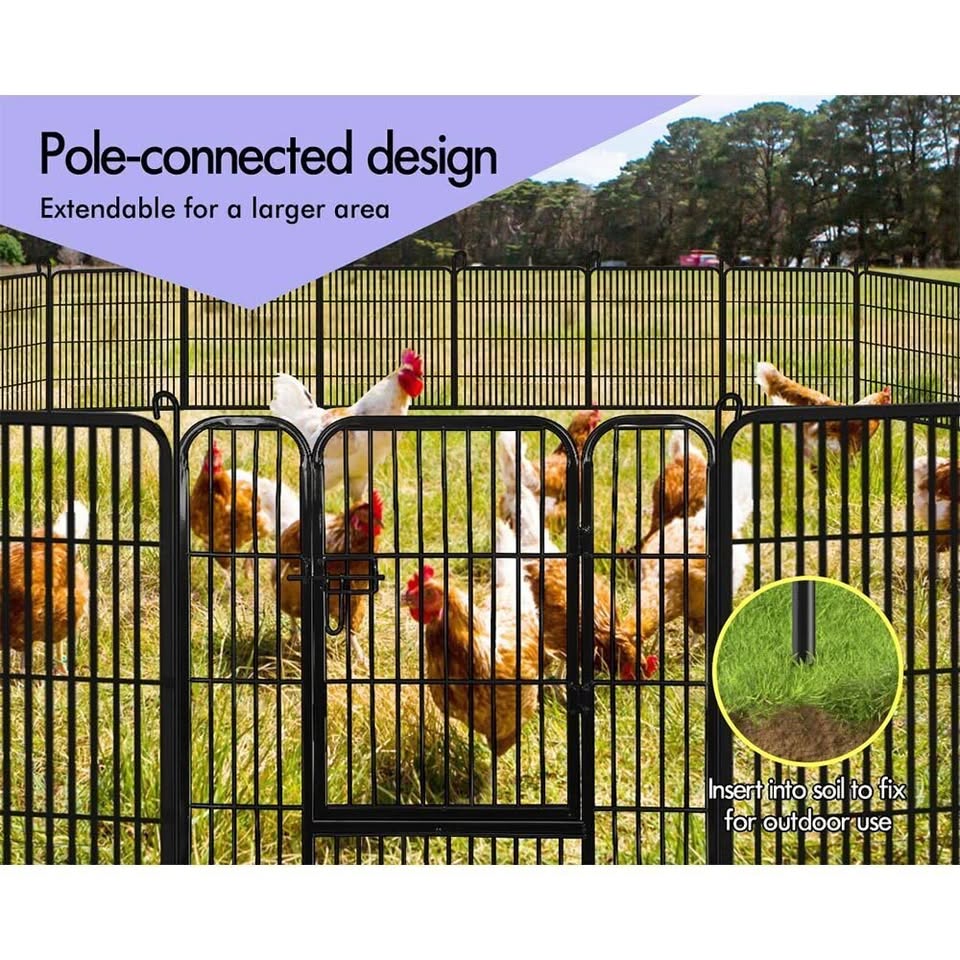 A-PET-PP-TH-24 BEASTIE Pet Playpen 24 inch Large 8 Panel Fence Enclosure Dog Metal Exercise Pen