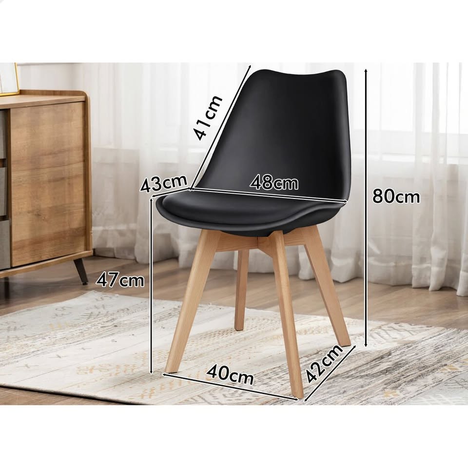 A-DIN-TP-BKX4 ALFORDSON 4x Dining Chairs Retro PU Leather Wooden Black