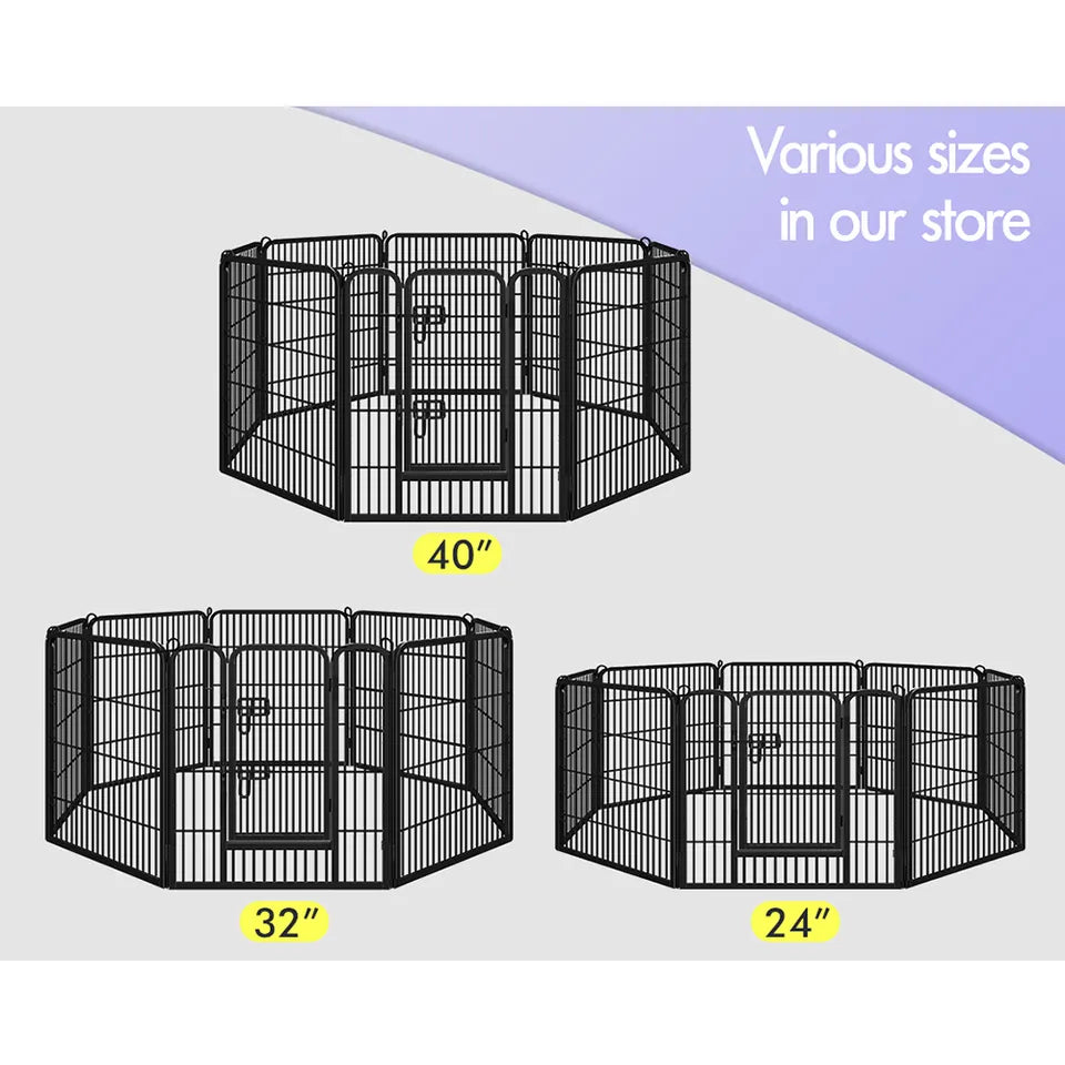 A-PET-PP-TH-24 BEASTIE Pet Playpen 24 inch Large 8 Panel Fence Enclosure Dog Metal Exercise Pen
