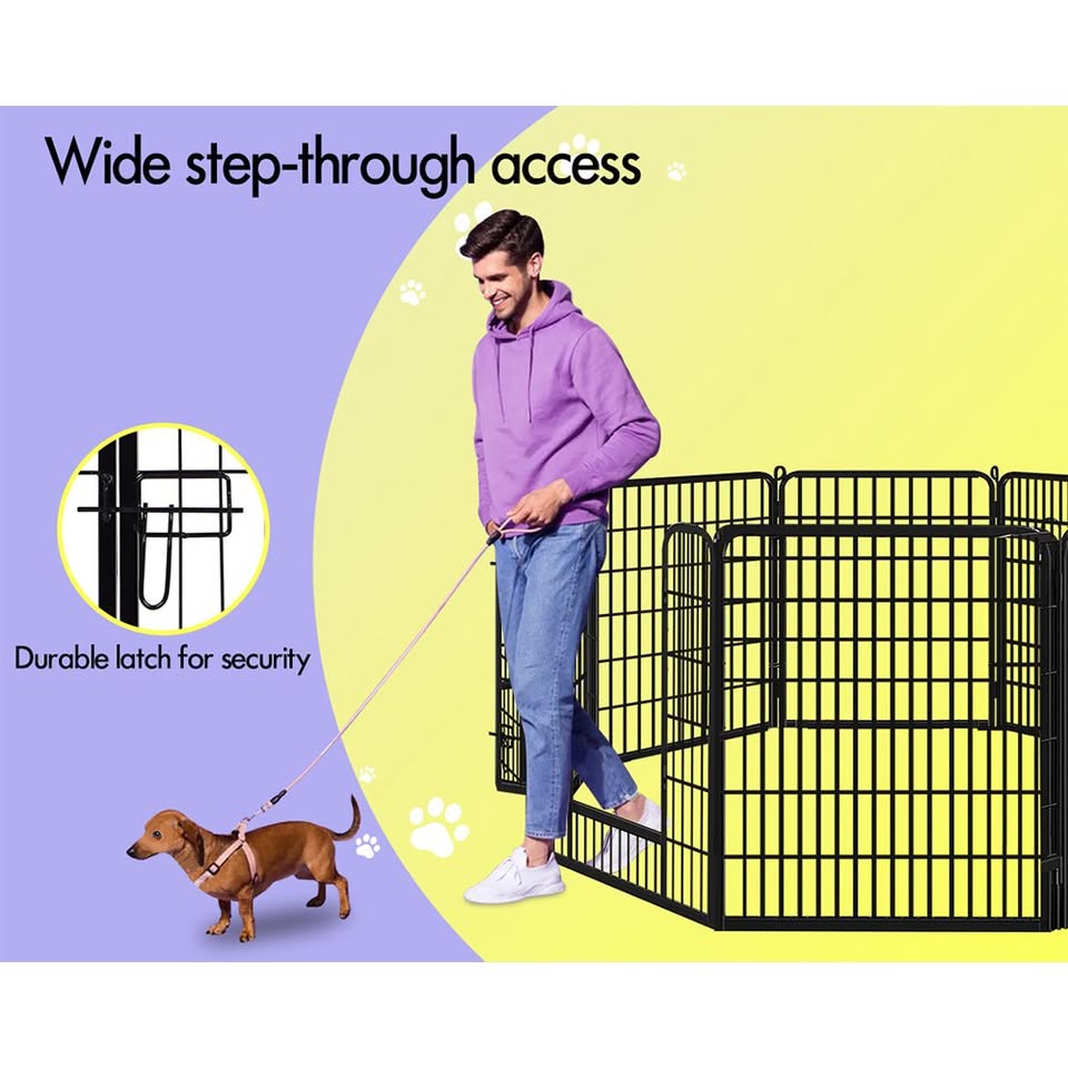 A-PET-PP-TH-24 BEASTIE Pet Playpen 24 inch Large 8 Panel Fence Enclosure Dog Metal Exercise Pen