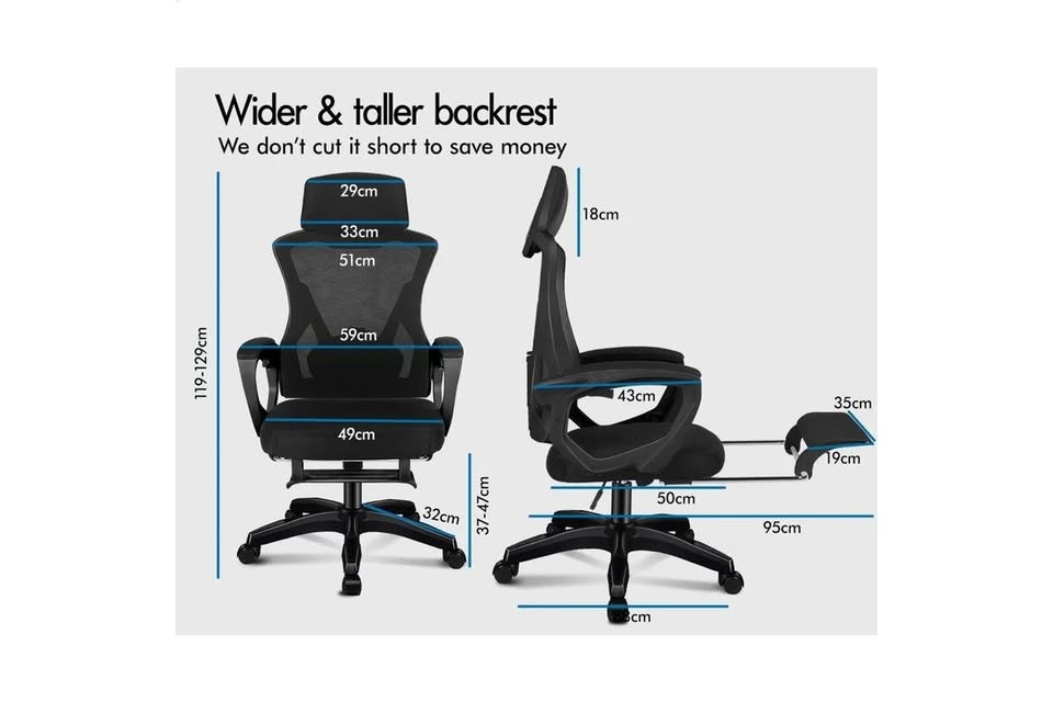 A-OCH-MESH-N68-ALBK ALFORDSON Mesh Office Chair Recline All Black