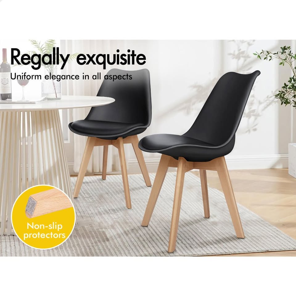 A-DIN-TP-BKX4 ALFORDSON 4x Dining Chairs Retro PU Leather Wooden Black