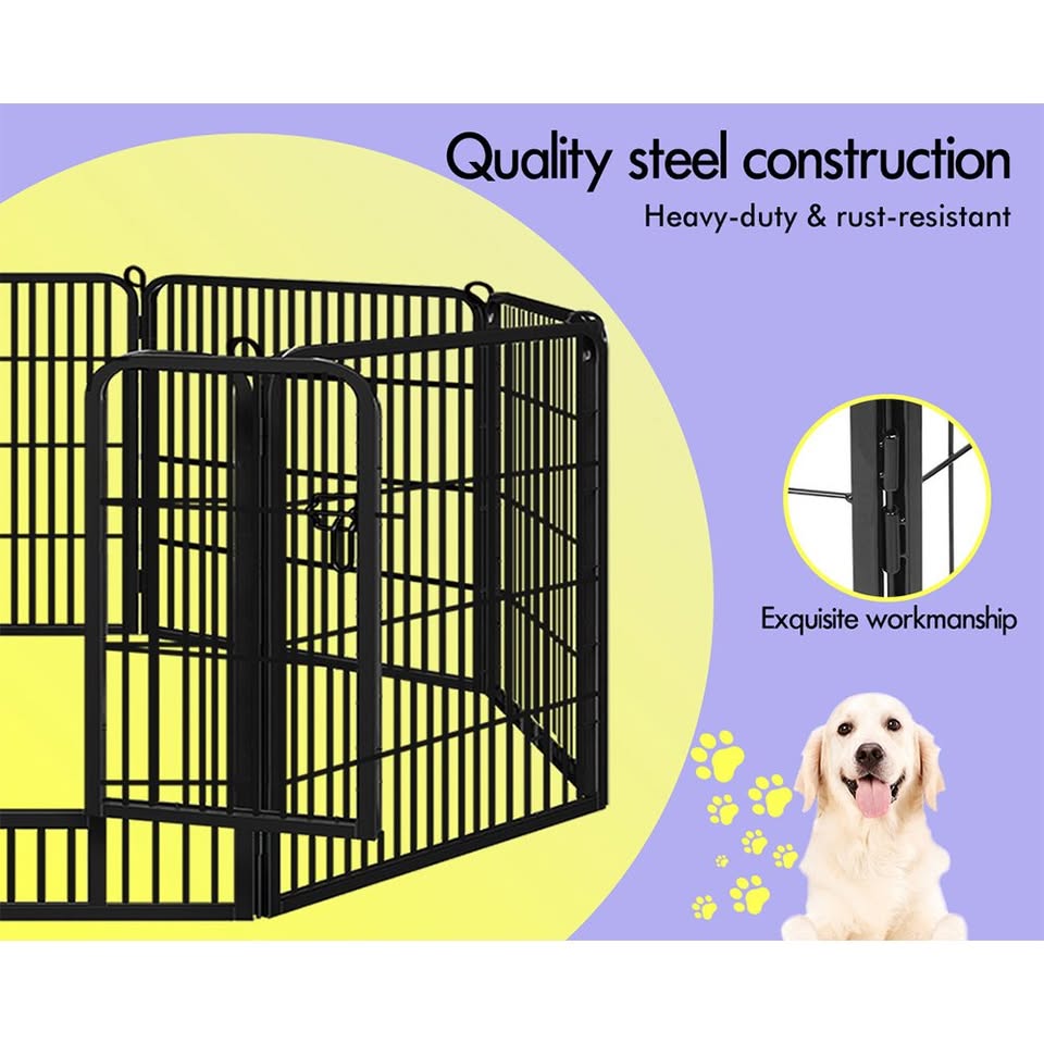 A-PET-PP-TH-24 BEASTIE Pet Playpen 24 inch Large 8 Panel Fence Enclosure Dog Metal Exercise Pen