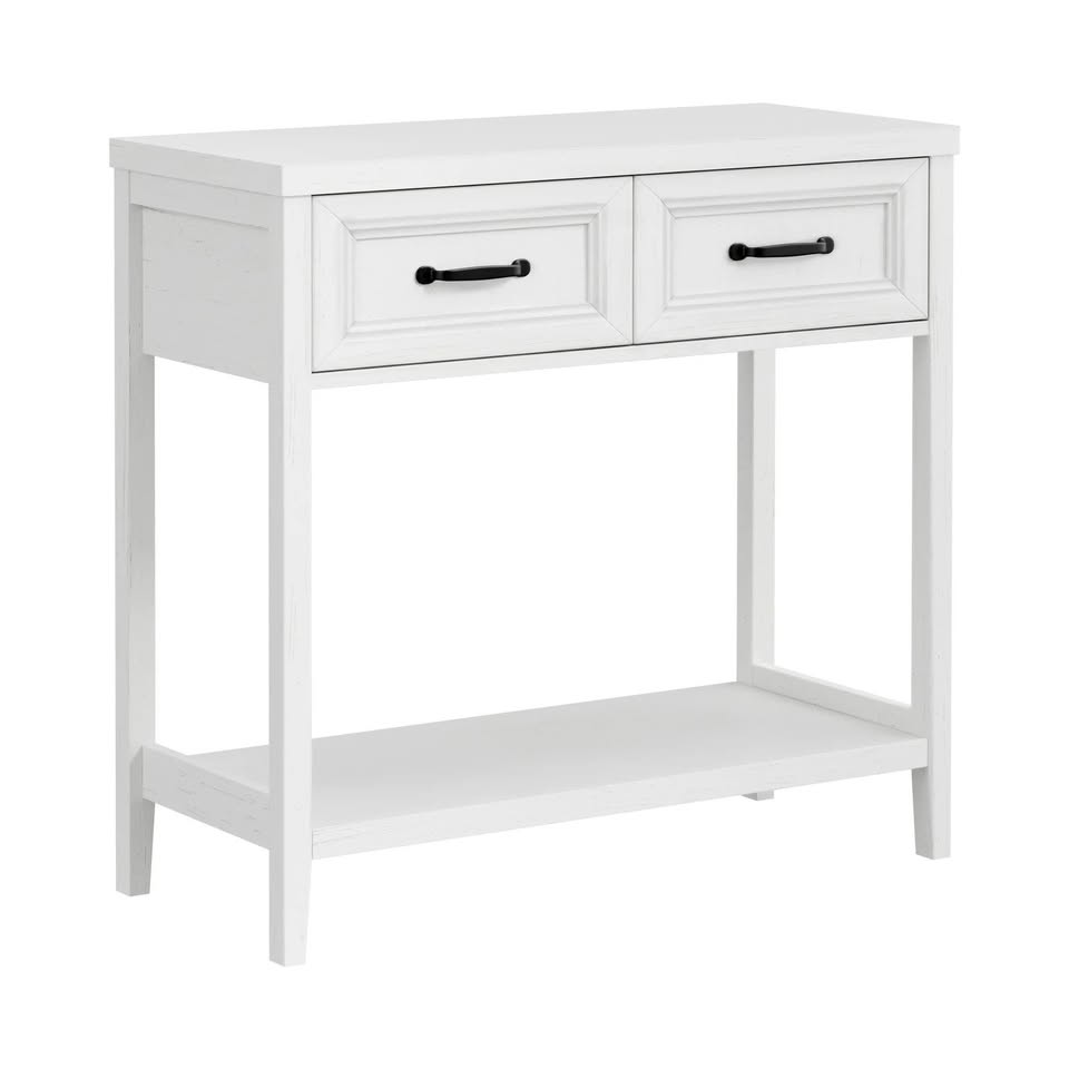 CST-XF-MAX-2D-WH Oikiture Console Table 2 Drawers Hallway Entryway Storage Display Shelf White