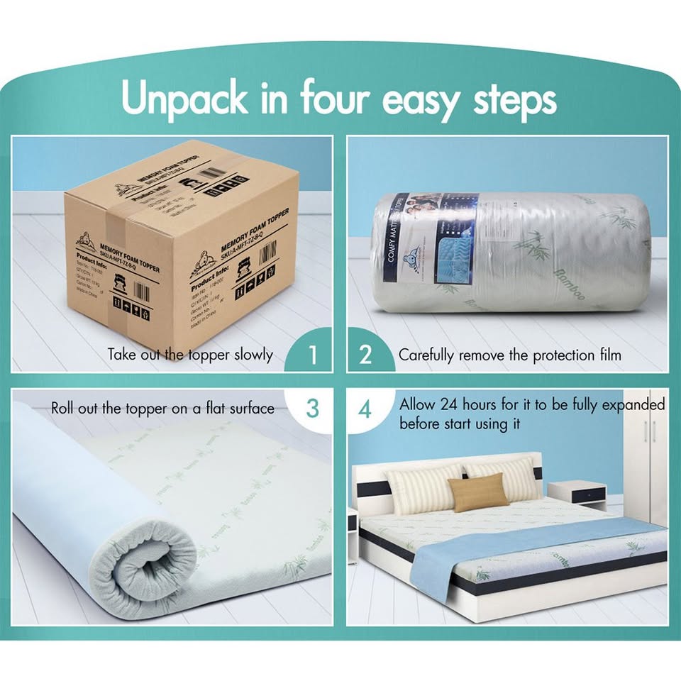 A-MFT-HL-8BAS-Q STARRY EUCALYPT 8cm Queen Memory Foam Topper Ventilated Mattress Bamboo Cover