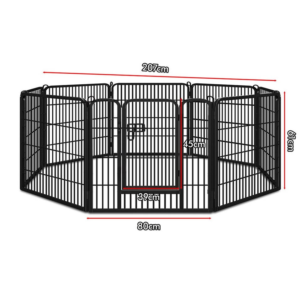 A-PET-PP-TH-24 BEASTIE Pet Playpen 24 inch Large 8 Panel Fence Enclosure Dog Metal Exercise Pen