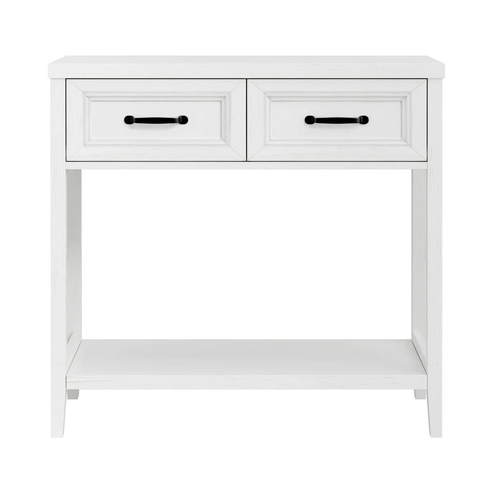 CST-XF-MAX-2D-WH Oikiture Console Table 2 Drawers Hallway Entryway Storage Display Shelf White
