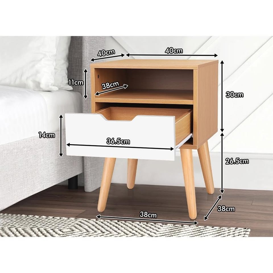 A-BST-4LG-TT-WDWH ALFORDSON Bedside Table Nightstand Scandinavian Wood White