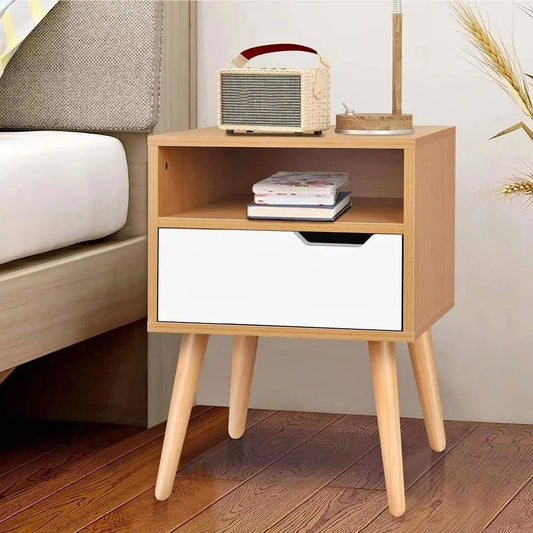 A-BST-4LG-TT-WDWH ALFORDSON Bedside Table Nightstand Scandinavian Wood White