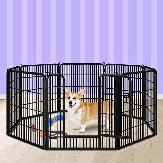 A-PET-PP-TH-24 BEASTIE Pet Playpen 24 inch Large 8 Panel Fence Enclosure Dog Metal Exercise Pen