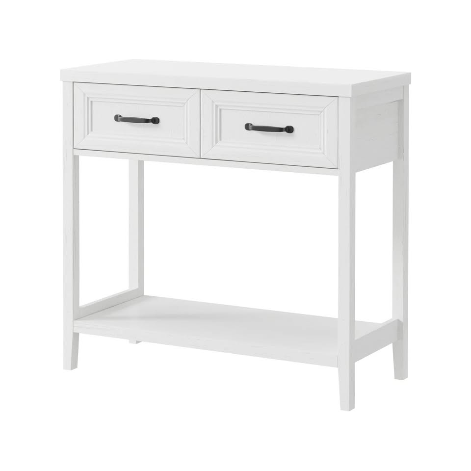 CST-XF-MAX-2D-WH Oikiture Console Table 2 Drawers Hallway Entryway Storage Display Shelf White