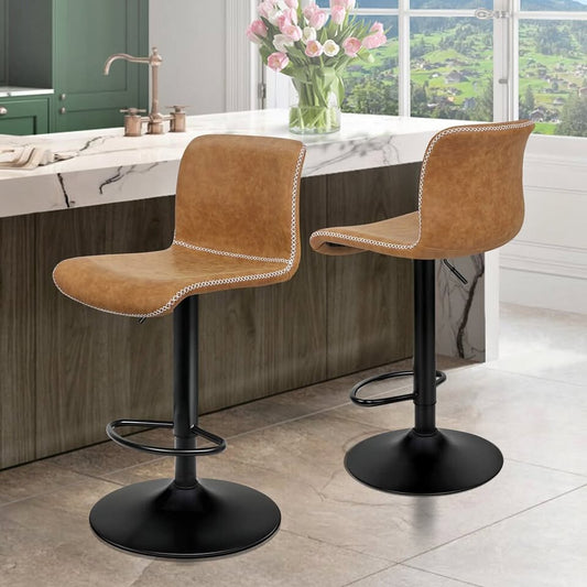 A-BAR-08VT-BRNX2 ALFORDSON 2x Bar Stools Remy Kitchen Gas Lift Swivel Chair Vintage Fabric