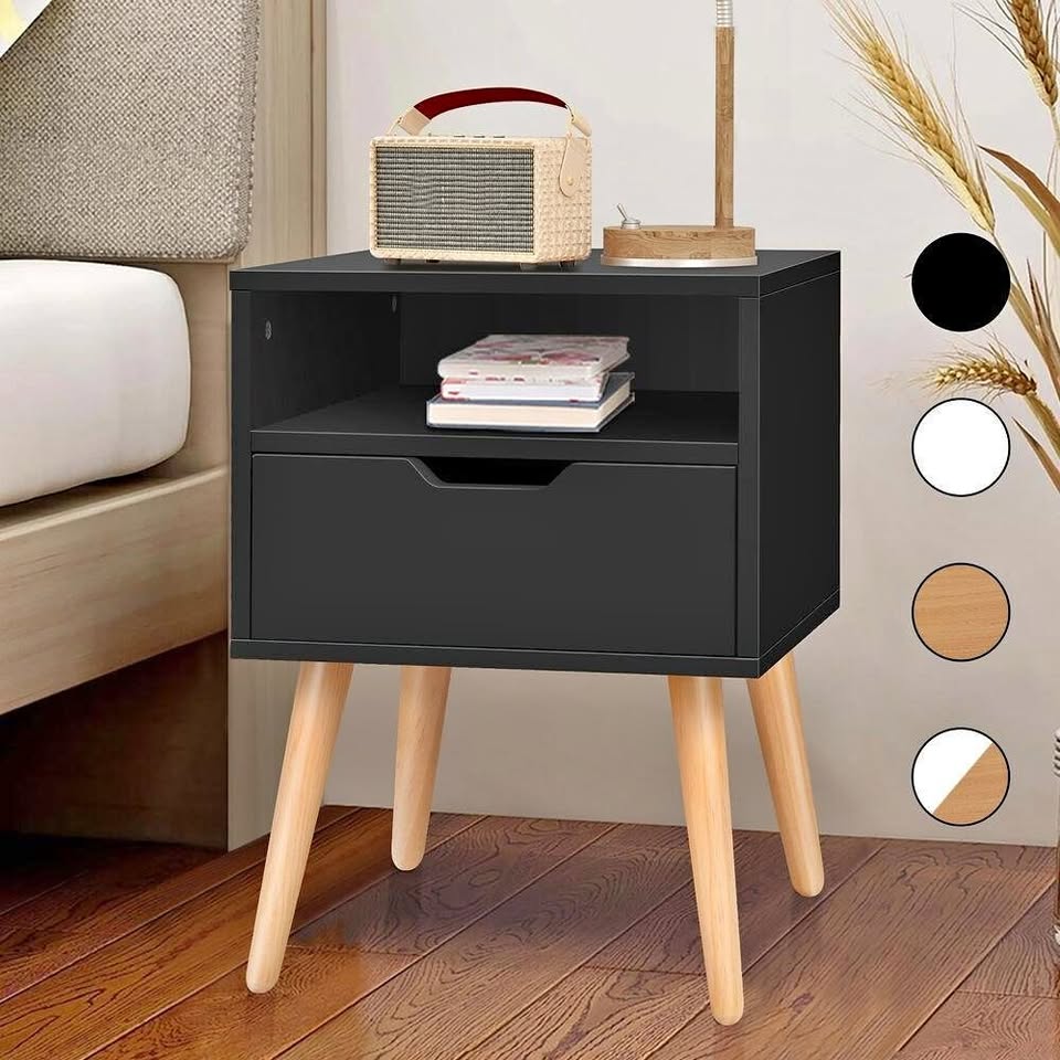 A-BST-4LG-TT-BK ALFORDSON Bedside Table Nightstand Scandinavian Black