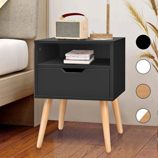 A-BST-4LG-TT-BK ALFORDSON Bedside Table Nightstand Scandinavian Black