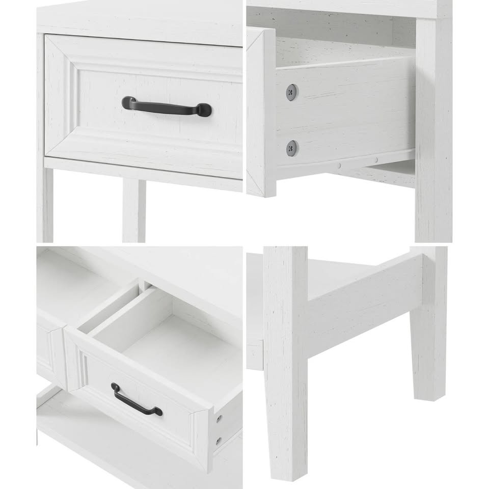 CST-XF-MAX-2D-WH Oikiture Console Table 2 Drawers Hallway Entryway Storage Display Shelf White