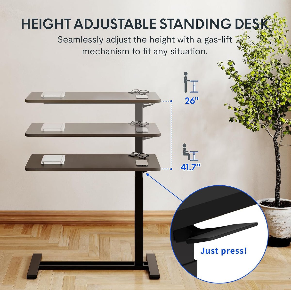 H7B-2816-AU FlexiSpot 28" W x 16" D Multi-functional Adjustable Side Table H7 Black
