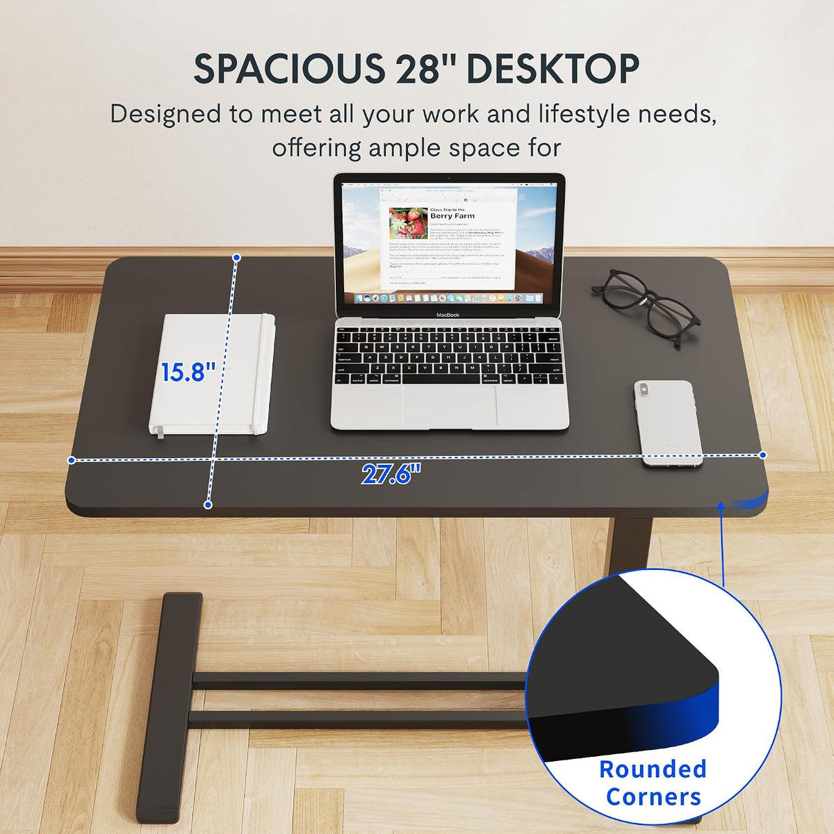 H7B-2816-AU FlexiSpot 28" W x 16" D Multi-functional Adjustable Side Table H7 Black