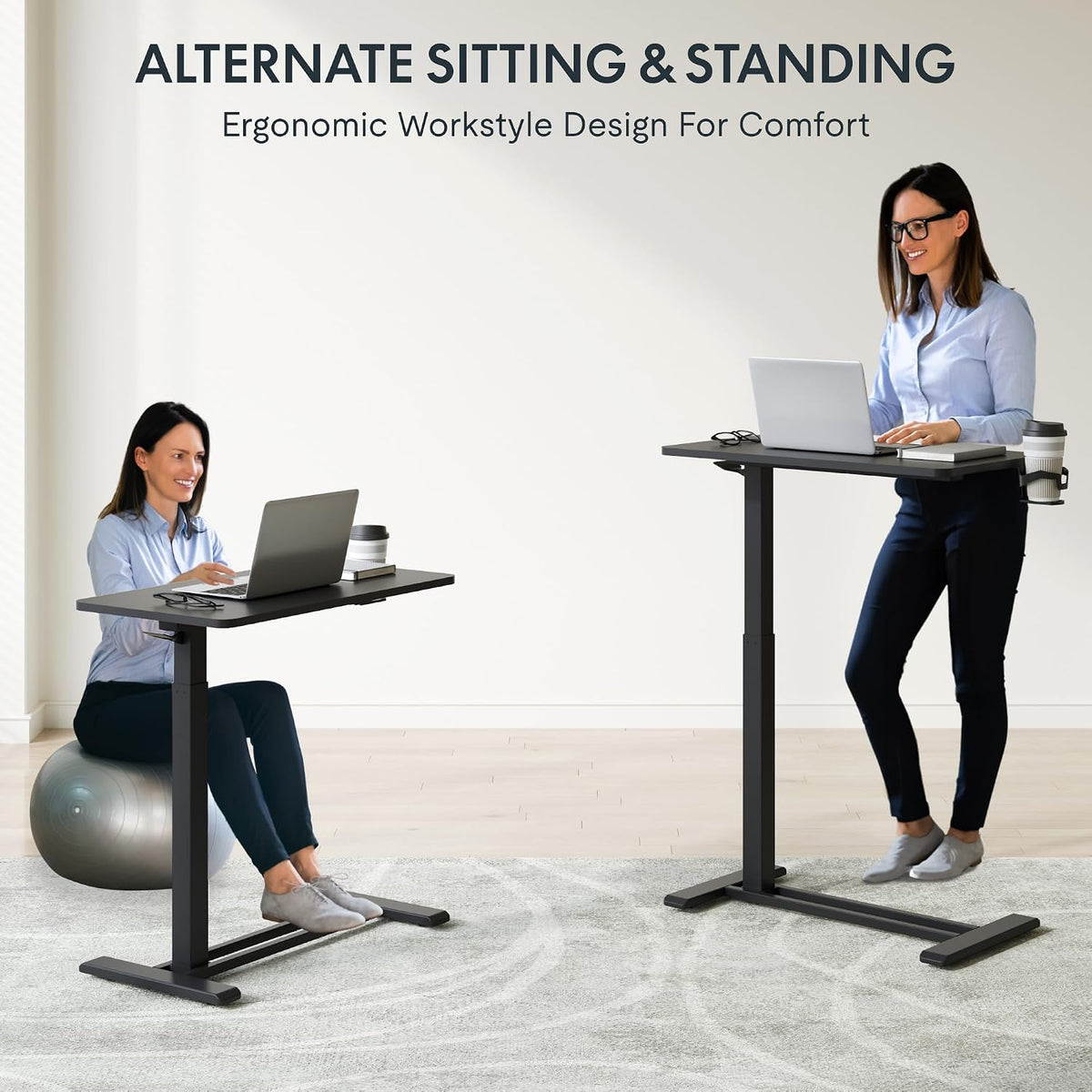 H7B-2816-AU FlexiSpot 28" W x 16" D Multi-functional Adjustable Side Table H7 Black