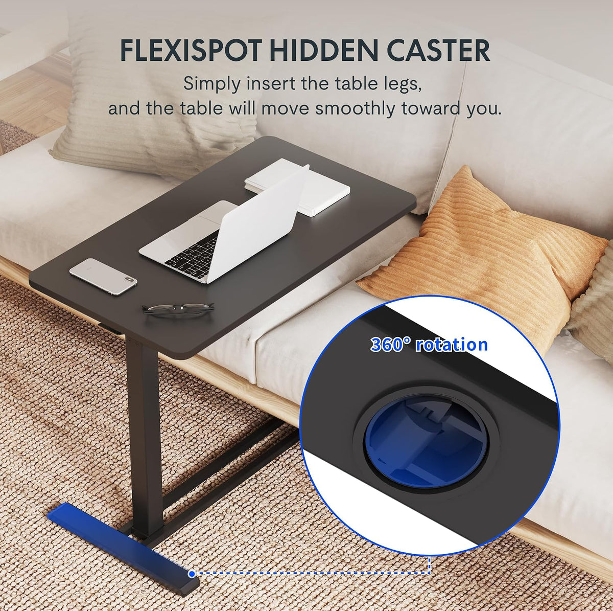 H7B-2816-AU FlexiSpot 28" W x 16" D Multi-functional Adjustable Side Table H7 Black