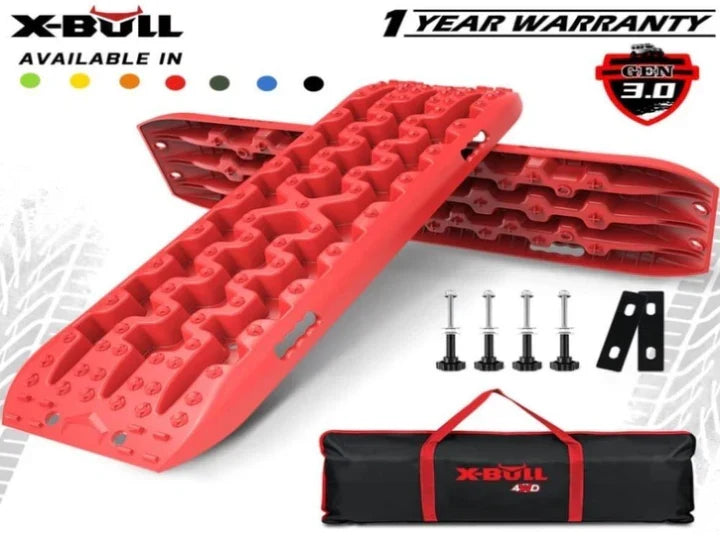 AU-XBRT006 X-BULL 2PCS Recovery Tracks Snow Tracks Mud tracks 4WD With 4PC mounting bolts Red