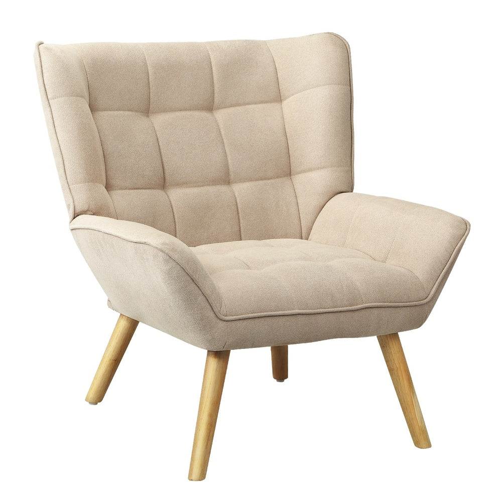 ACH-A3-BG Oikiture Armchair Fabric Upholstered Tub Chair Beige