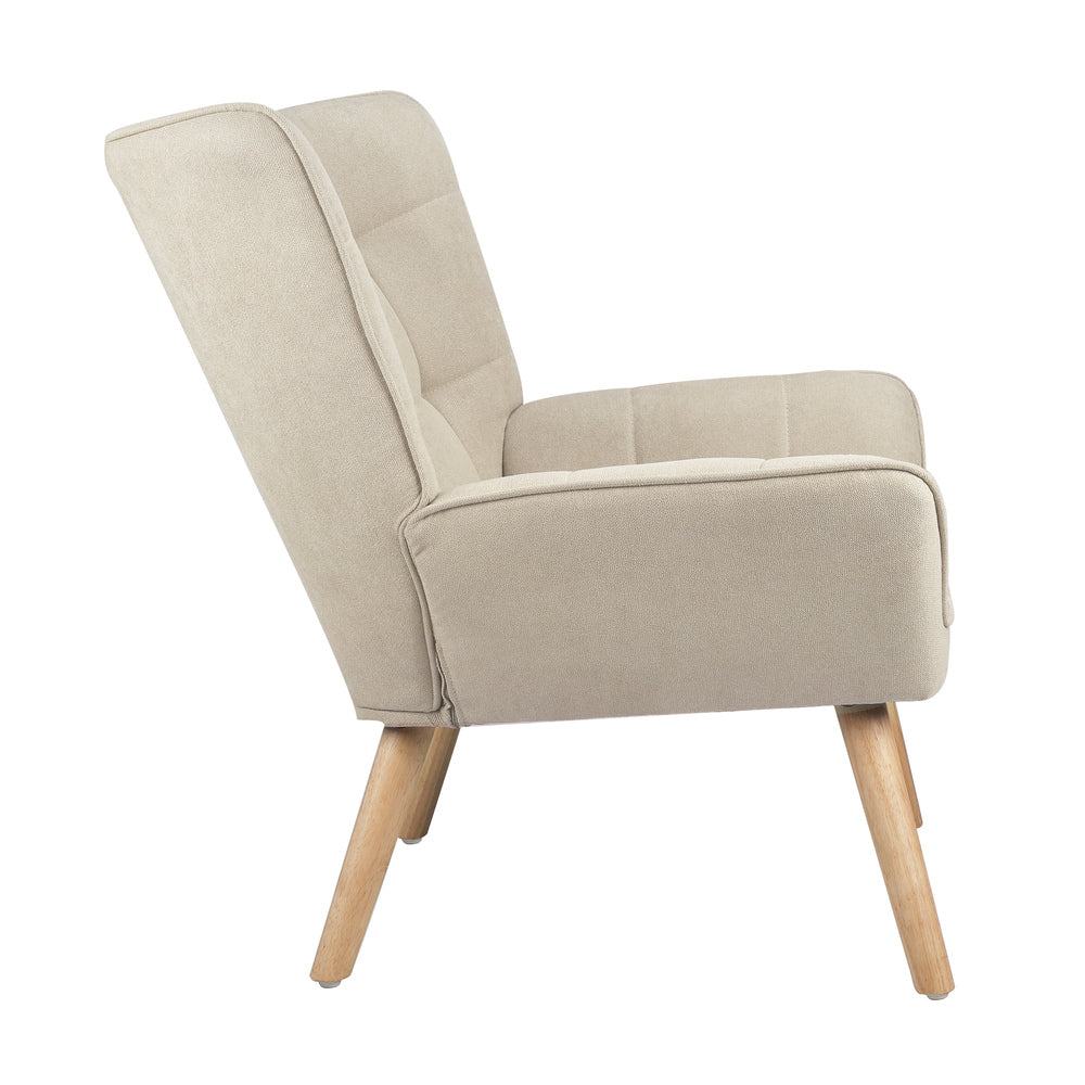 ACH-A3-BG Oikiture Armchair Fabric Upholstered Tub Chair Beige