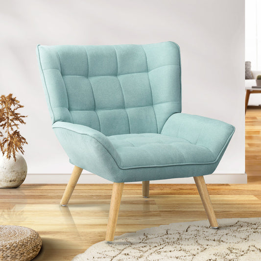 ACH-A3-BL Oikiture Armchair Fabric Upholstered Tub Chair Blue