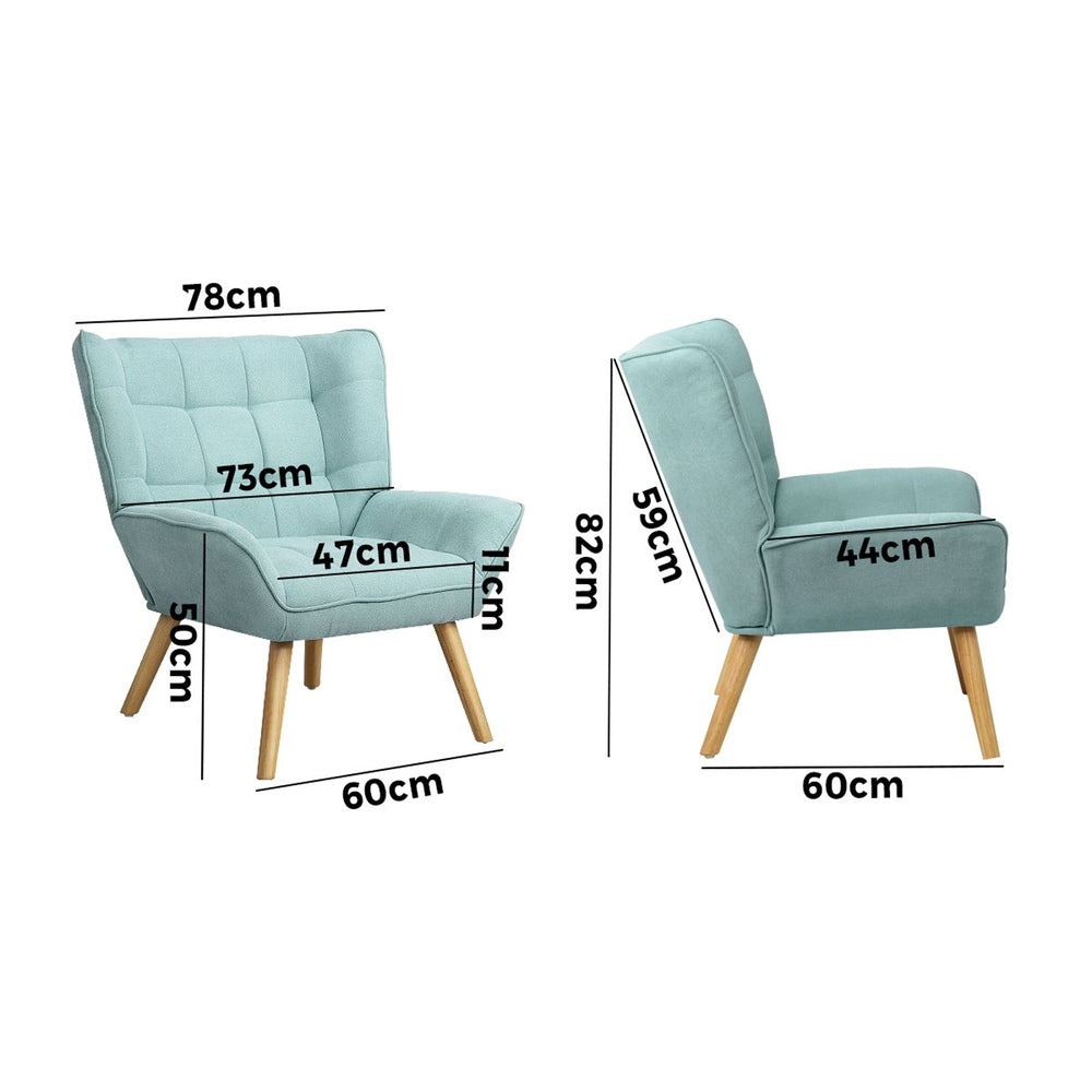 ACH-A3-BL Oikiture Armchair Fabric Upholstered Tub Chair Blue